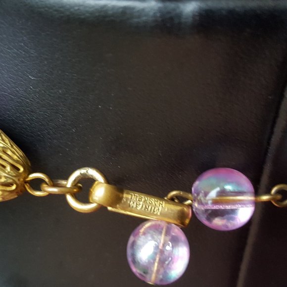 Miriam Haskell Multi Strand Size Purple Beads Signed Necklace - Picture 3 of 14